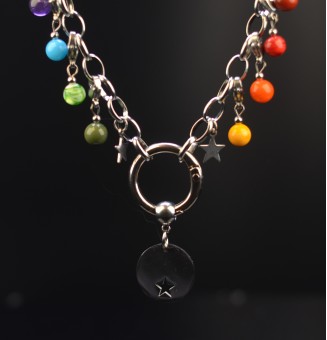 Collier CHARMS Modulaire en Acier Inoxydable et perles en verre filé – Liloo Créations - Multicolore