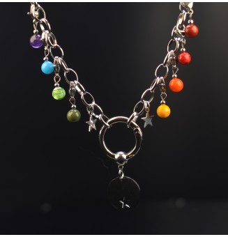 Collier CHARMS Modulaire en Acier Inoxydable et perles en verre filé – Liloo Créations - Multicolore