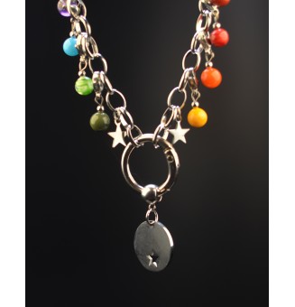 Collier CHARMS Modulaire en Acier Inoxydable et perles en verre filé – Liloo Créations - Multicolore