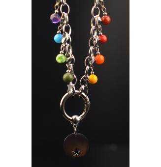 Collier CHARMS Modulaire en Acier Inoxydable et perles en verre filé – Liloo Créations - Multicolore