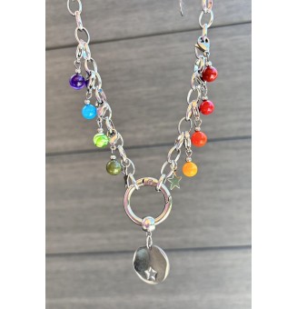 Collier CHARMS Modulaire en Acier Inoxydable et perles en verre filé – Liloo Créations - Multicolore