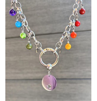 Collier CHARMS Modulaire en Acier Inoxydable et perles en verre filé – Liloo Créations - Multicolore