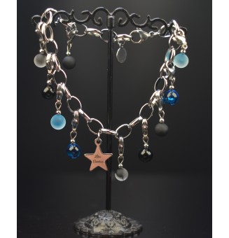 Bracelet Charms en Verre Filé – Éclat TURQUOISE et NOIR et Modularité