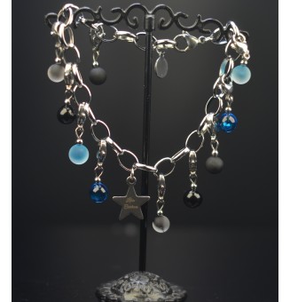 Bracelet Charms en Verre Filé – Éclat TURQUOISE et NOIR et Modularité