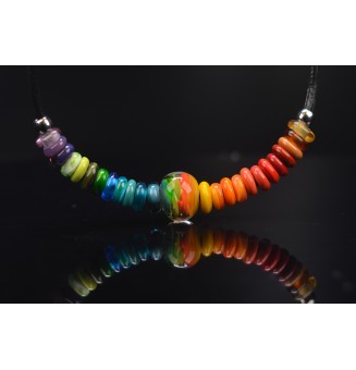 Collier Court en Cuir avec Perles de Verre filé – MULTICOLORE