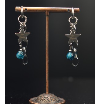 Boucles d’Oreilles "Rock" en Verre Filé BLEU PETROLE et acier inoxydable -  par Liloo Créations