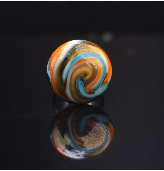 Bague en Verre Filé au Chalumeau "orange TURQUOISE"  - acier INOXYDABLE