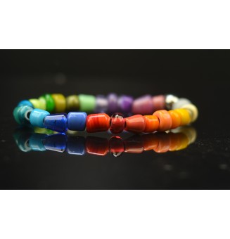 Bracelet Élastique en Perles de Verre Multicolores – Création Artisanale Unique