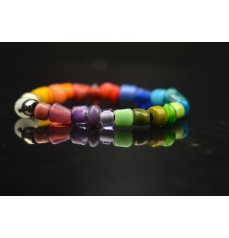 Bracelet Élastique en Perles de Verre Multicolores – Création Artisanale Unique