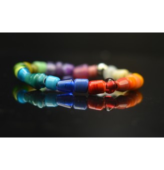 Bracelet Élastique en Perles de Verre Multicolores – Création Artisanale Unique