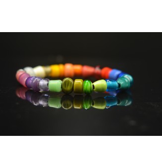 Bracelet Élastique en Perles de Verre Multicolores – Création Artisanale Unique