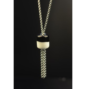 Collier Long Épuré avec Perle Bicolore en Verre Filé – Liloo Créations  74 cm