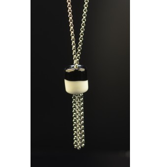 Collier Long Épuré avec Perle Bicolore en Verre Filé – Liloo Créations  74 cm