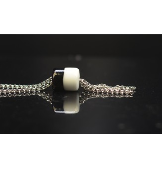 Collier Long Épuré avec Perle Bicolore en Verre Filé – Liloo Créations  74 cm