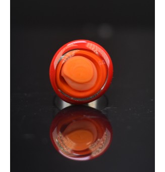 Bague en Verre Filé au Chalumeau "rouge corail abricot"  - acier INOXYDABLE