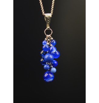 Collier "Grappe BLEU" en verre et acier inoxydable – Liloo Créations