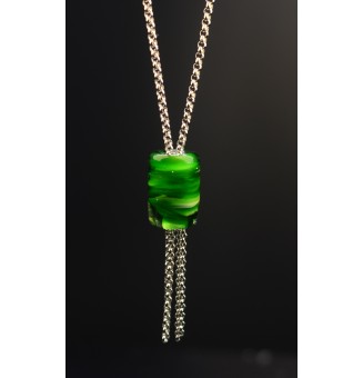 Collier Long Épuré avec Perle VERT ROSETTA en Verre Filé – Liloo Créations  74 cm