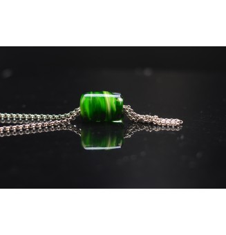 Collier Long Épuré avec Perle VERT ROSETTA en Verre Filé – Liloo Créations  74 cm