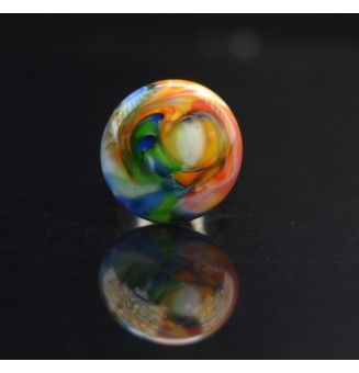 Bague en Verre Filé au Chalumeau "multicolore"  - acier INOXYDABLE