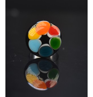 Bague en Verre Filé au Chalumeau "multicolore"  - acier INOXYDABLE