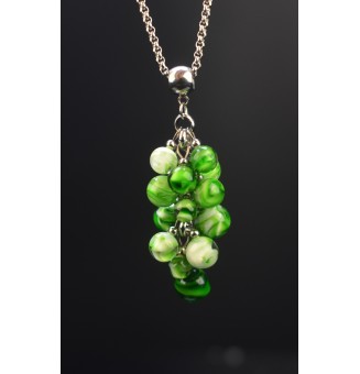 Collier "Grappe VERT ROSETTA" en verre et acier inoxydable – Liloo Créations