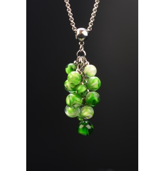 Collier "Grappe VERT ROSETTA" en verre et acier inoxydable – Liloo Créations