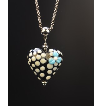 collier COEUR Girly en verre filé au chalumeau - acier inoxydable