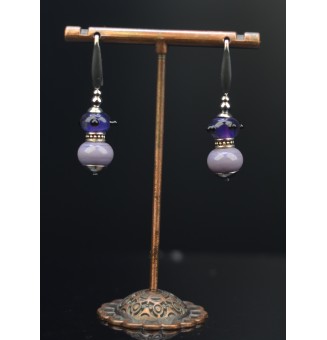 Boucles d'oreilles "violettes" perles de verre filé