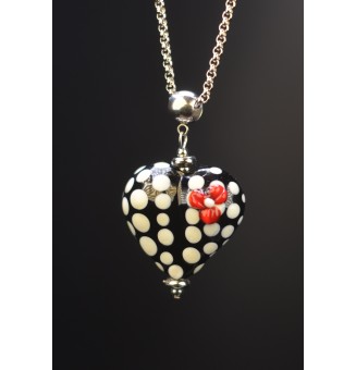 collier COEUR Girly en verre filé au chalumeau - acier inoxydable