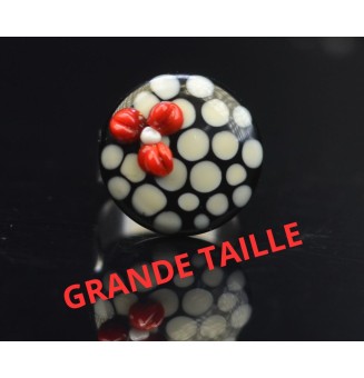 Bague (grande taille) en Verre Filé au Chalumeau "GIRLY"  - acier INOXYDABLE