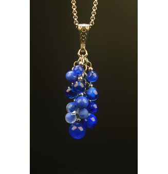 Collier "Grappe BLEU INTENSE" en verre et acier inoxydable – Liloo Créations