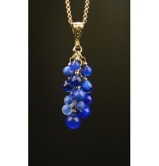 Collier "Grappe BLEU INTENSE" en verre et acier inoxydable – Liloo Créations