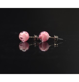 puces d'oreilles 7mm Acier Inoxydable en verre "rose"