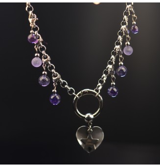 Collier CHARMS Modulaire en Acier Inoxydable et perles en verre filé – Liloo Créations - violet