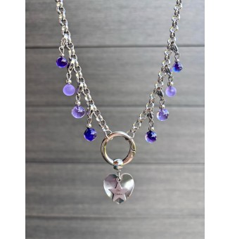 Collier CHARMS Modulaire en Acier Inoxydable et perles en verre filé – Liloo Créations - violet