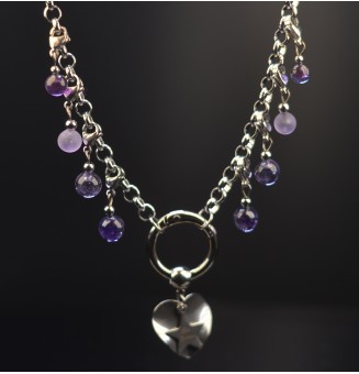 Collier CHARMS Modulaire en Acier Inoxydable et perles en verre filé – Liloo Créations - violet