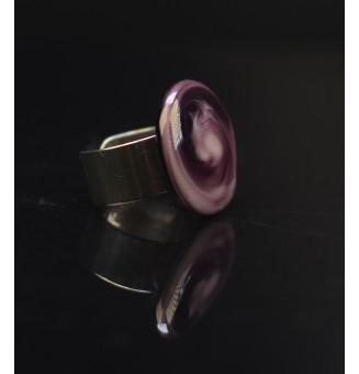 Bague en Verre Filé au Chalumeau "violette"  - acier INOXYDABLE