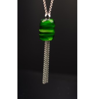 Collier Long Épuré avec Perle VERT ROSETTA en Verre Filé – Liloo Créations  74 cm