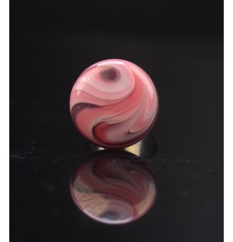 Bague en Verre Filé au Chalumeau "rose et mauve"  - acier INOXYDABLE