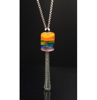 Collier Long Épuré avec Perle Multicolore en Verre Filé – Liloo Créations  74 cm