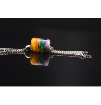 Collier Long Épuré avec Perle Multicolore en Verre Filé – Liloo Créations  74 cm