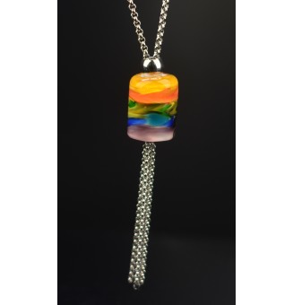 Collier Long Épuré avec Perle Multicolore en Verre Filé – Liloo Créations  74 cm