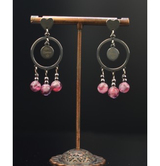 Boucles d’Oreilles en Verre Filé "ROSE" et acier inoxydable -  par Liloo Créations