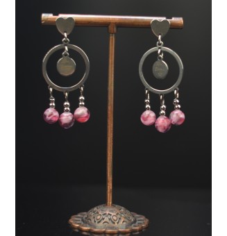 Boucles d’Oreilles en Verre Filé "ROSE" et acier inoxydable -  par Liloo Créations