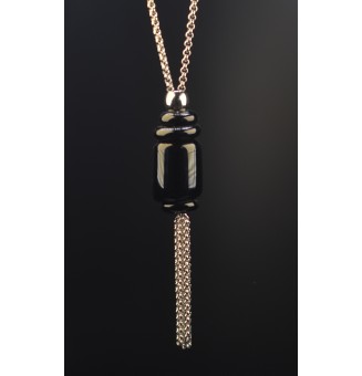 Collier Long Épuré avec PerleS NOIRES en Verre Filé – Liloo Créations