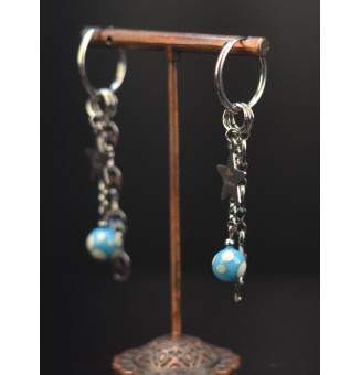 Boucles d’Oreilles "Rock" en Verre Filé turquoise et ivoire et acier inoxydable -  par Liloo Créations