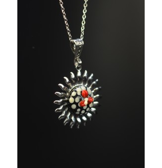 Collier Soleil GIRLY en Acier Inoxydable avec Perle de Verre Filé