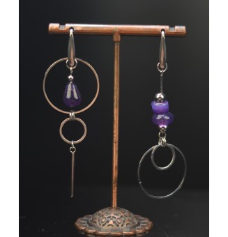 Boucles d’Oreilles en Verre VIOLET - Élégance - par Liloo Créations