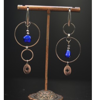 Boucles d’Oreilles en Verre bleu intense - Élégance - par Liloo Créations