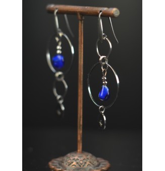 Boucles d’Oreilles en Verre bleu intense - Élégance - par Liloo Créations